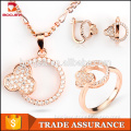 Wholesale stylish fake rose gold zircon jewelry set for girl